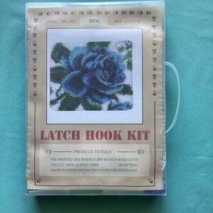 Blue Flower Floral Rose Latch Hook Kit farmhouse Cottage Core Shabby Chic